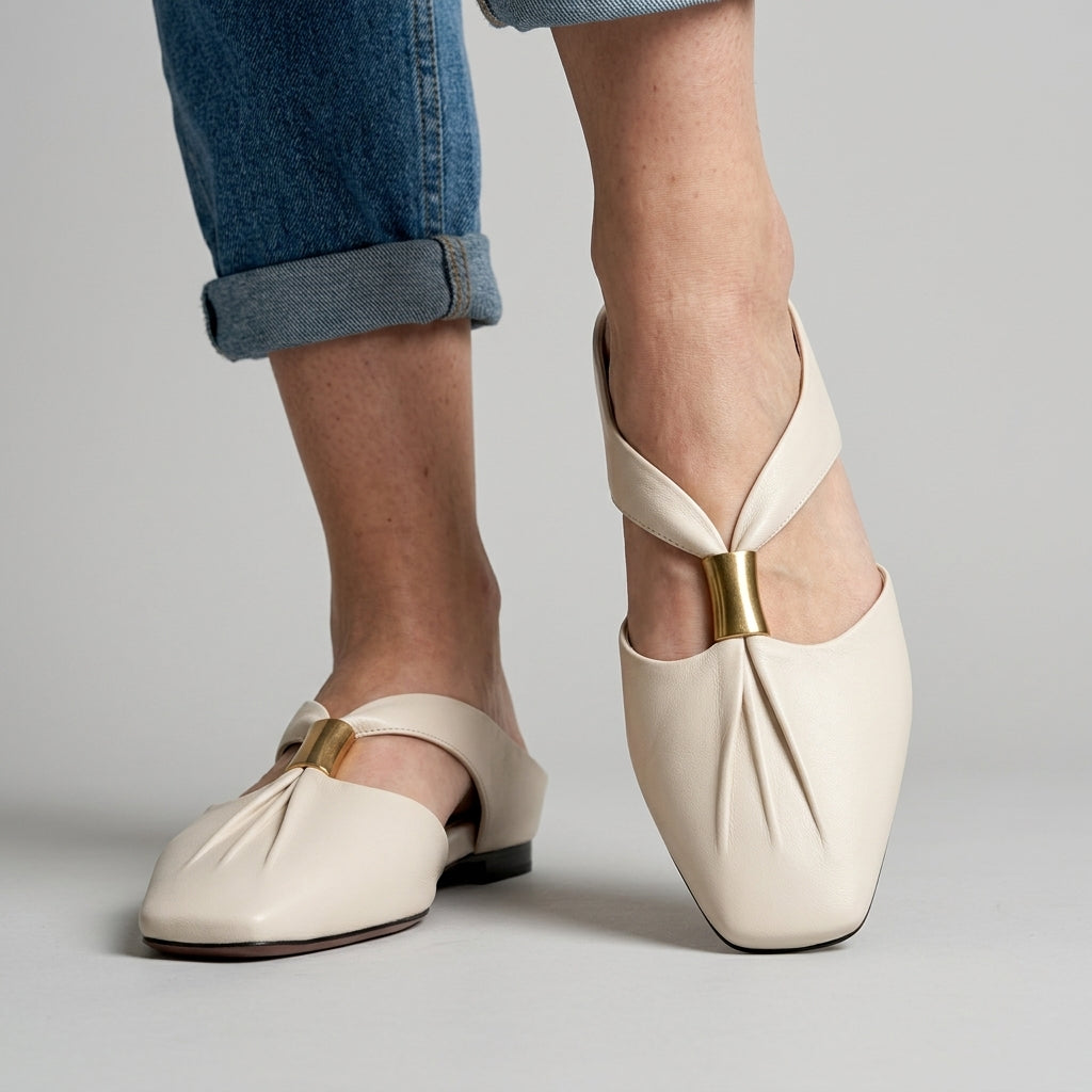 Leah | Leather Mule Flats