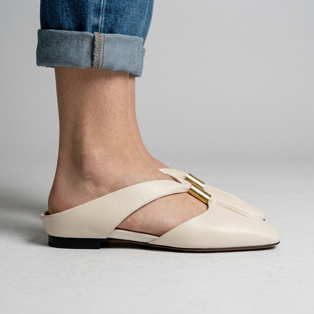 Leah | Leather Mule Flats