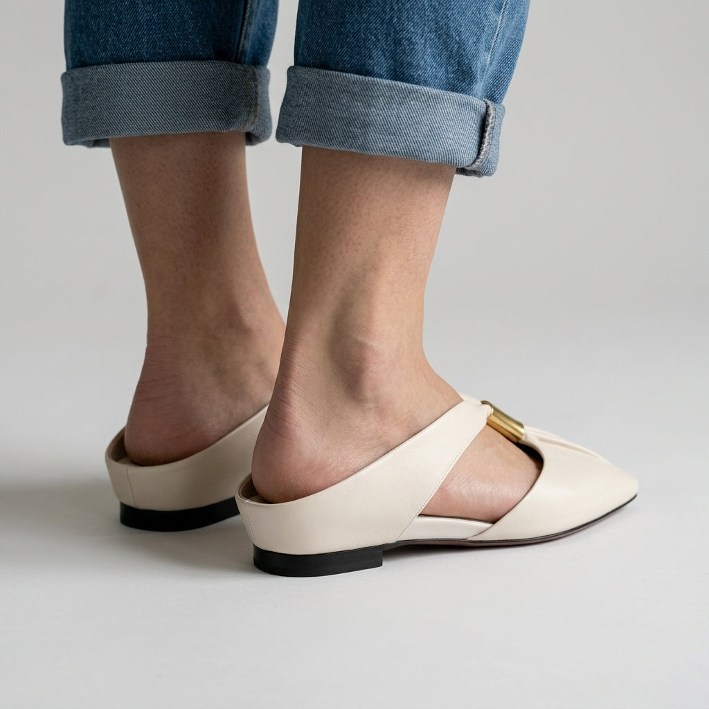 Leah | Leather Mule Flats