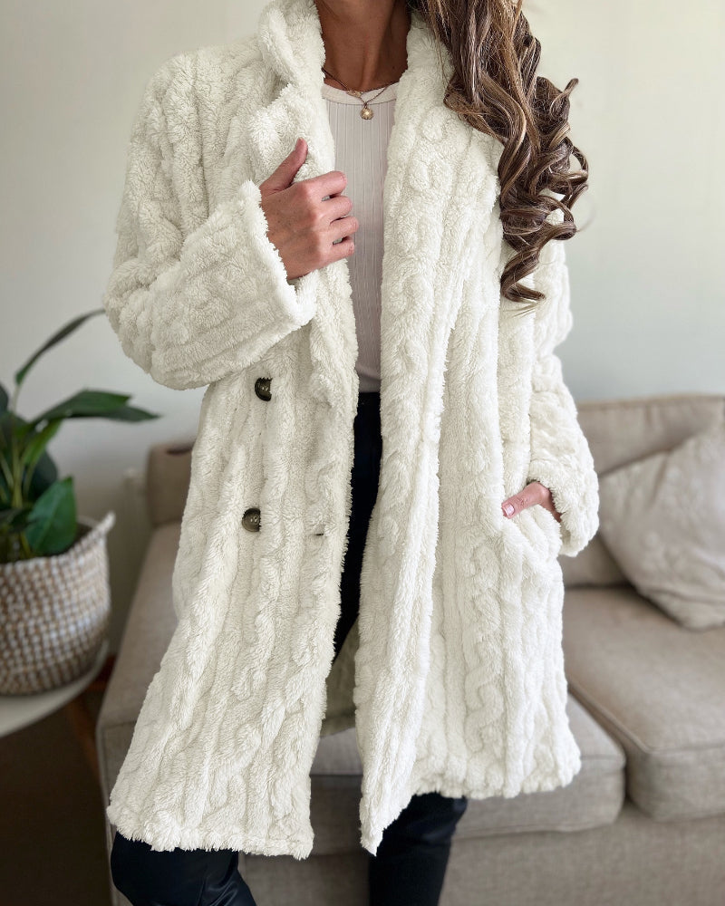 Cable-Textured Teddy Coat