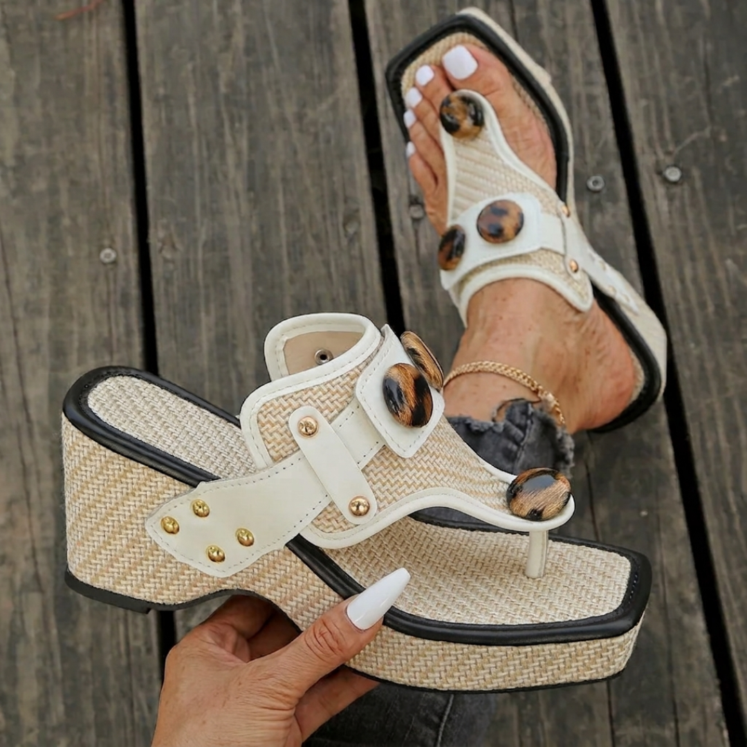 Evelina | Embellished Wedge Slides