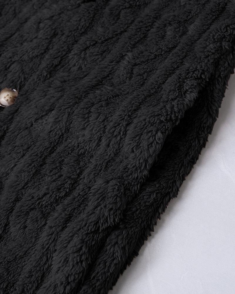 Cable-Textured Teddy Coat