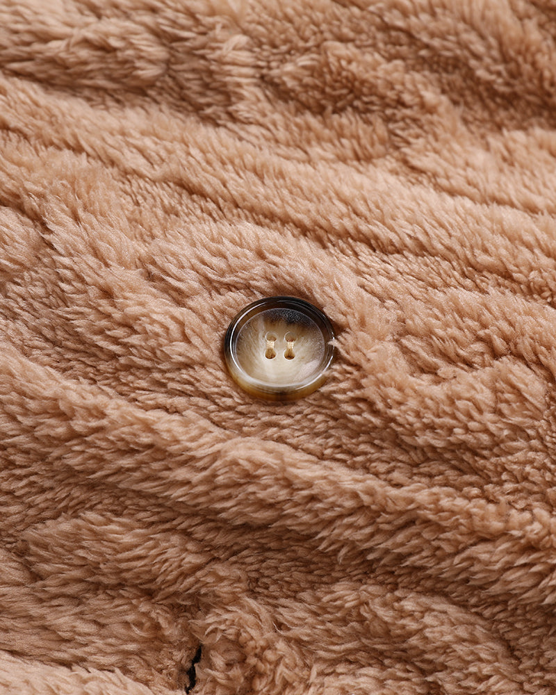 Cable-Textured Teddy Coat