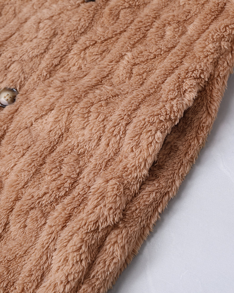 Cable-Textured Teddy Coat