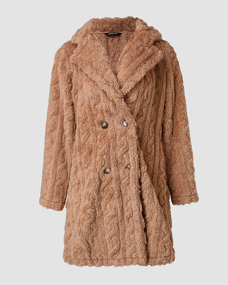 Cable-Textured Teddy Coat