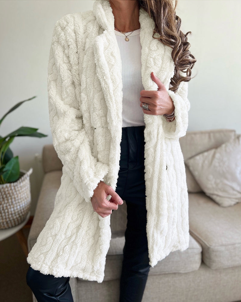 Cable-Textured Teddy Coat