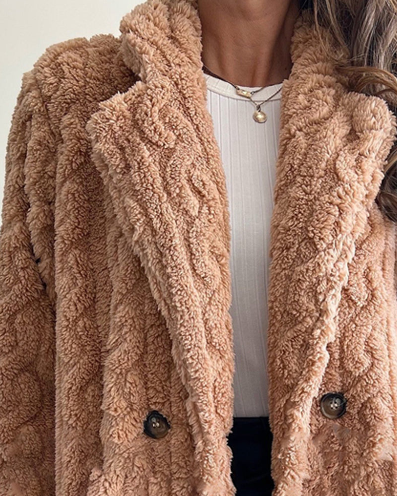 Cable-Textured Teddy Coat