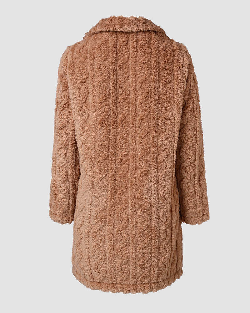 Cable-Textured Teddy Coat