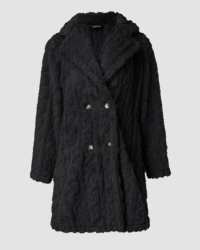 Cable-Textured Teddy Coat