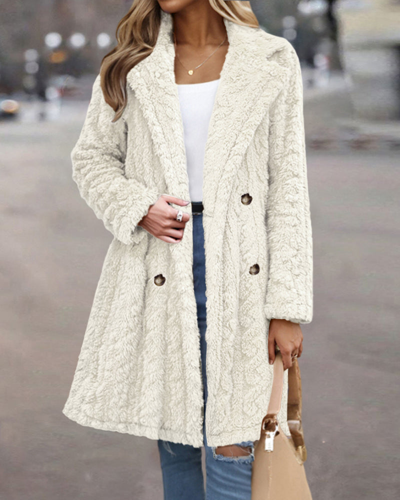 Cable-Textured Teddy Coat