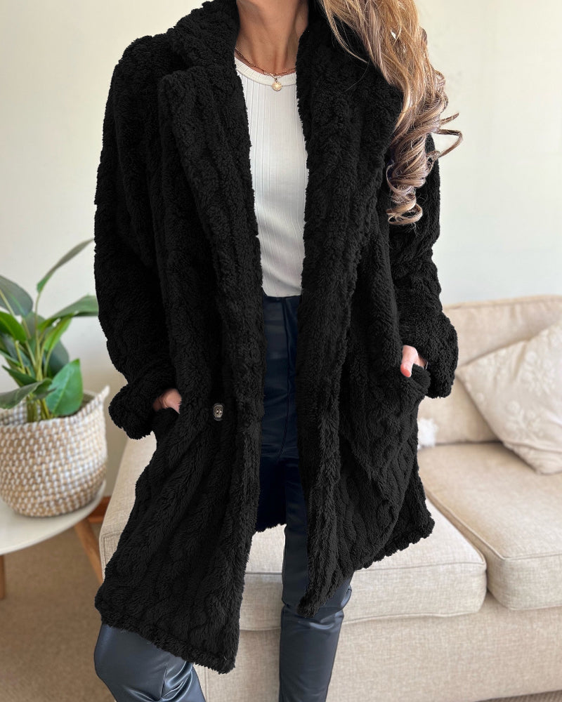 Cable-Textured Teddy Coat