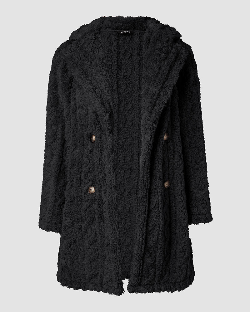 Cable-Textured Teddy Coat