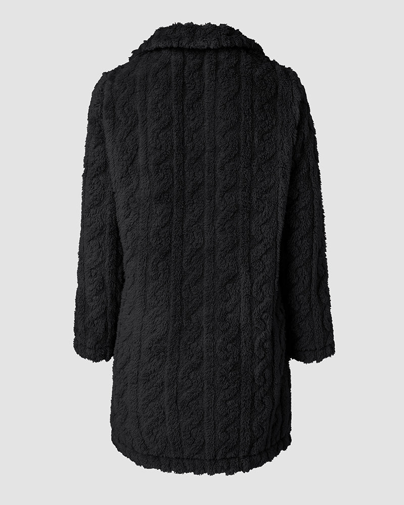 Cable-Textured Teddy Coat