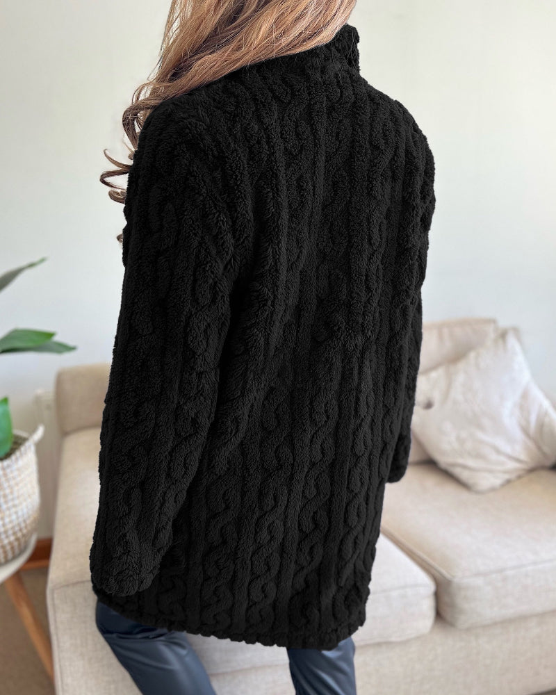 Cable-Textured Teddy Coat