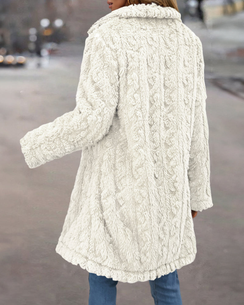 Cable-Textured Teddy Coat