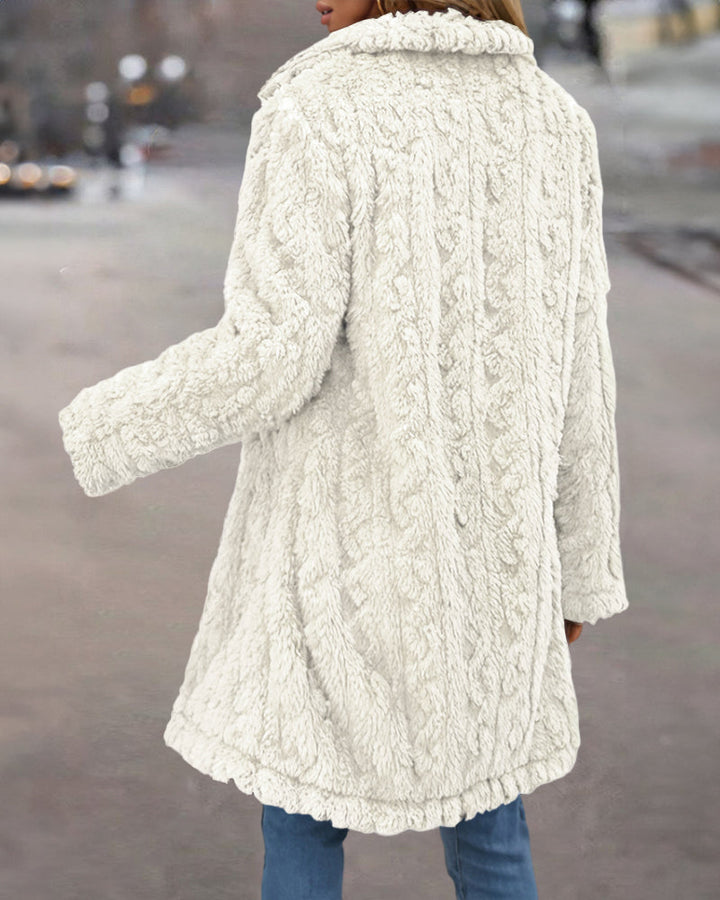 Cable Textured Teddy Coat