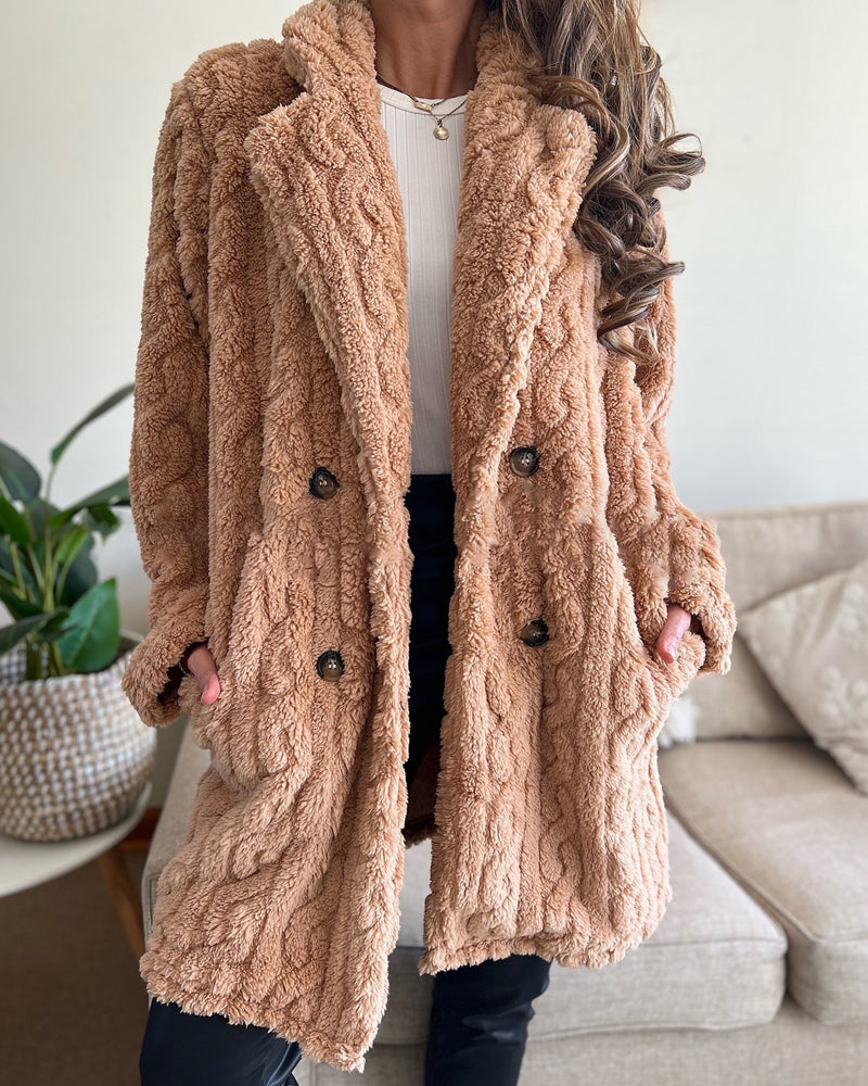 Cable-Textured Teddy Coat