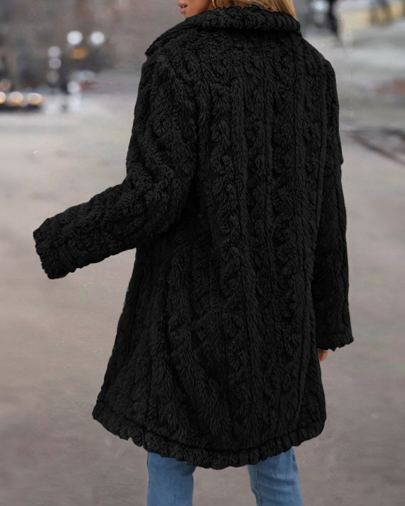 Cable-Textured Teddy Coat