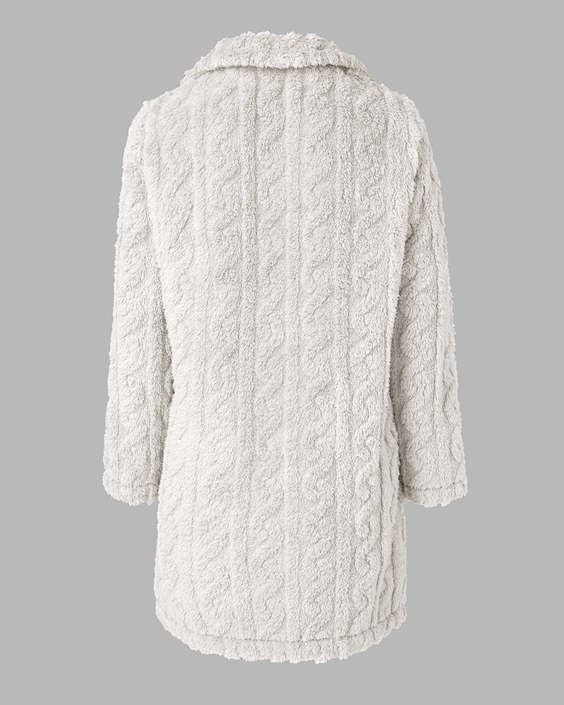Cable-Textured Teddy Coat