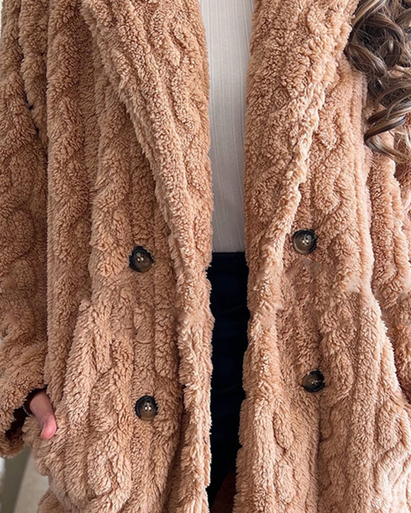 Cable-Textured Teddy Coat
