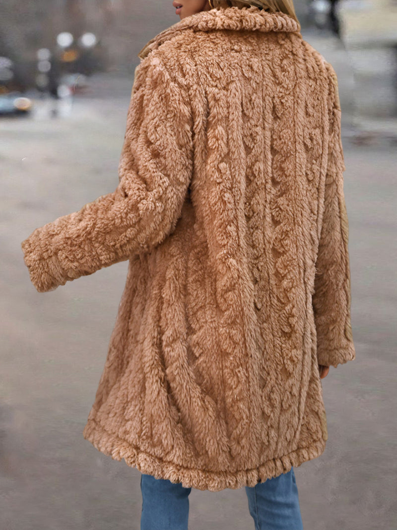 Cable-Textured Teddy Coat