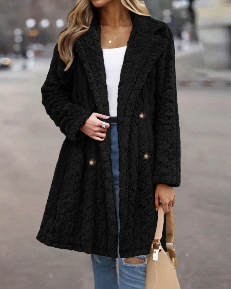 Cable-Textured Teddy Coat
