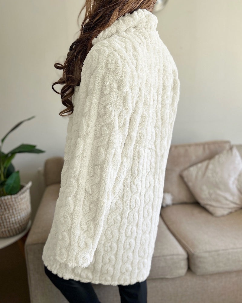 Cable-Textured Teddy Coat