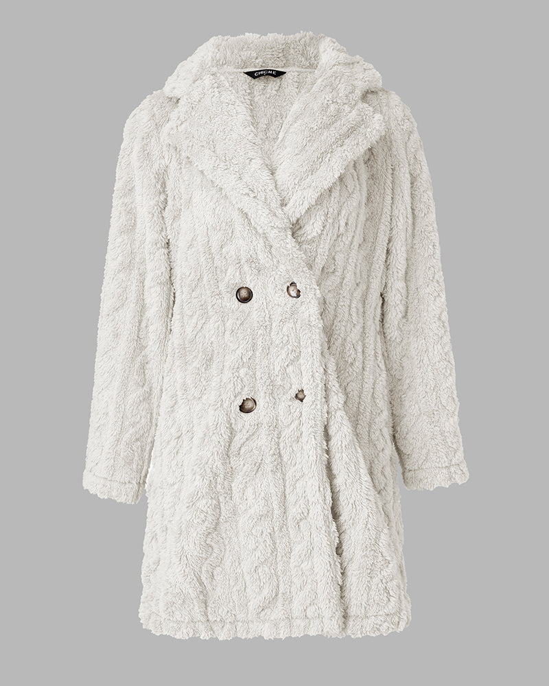 Cable-Textured Teddy Coat