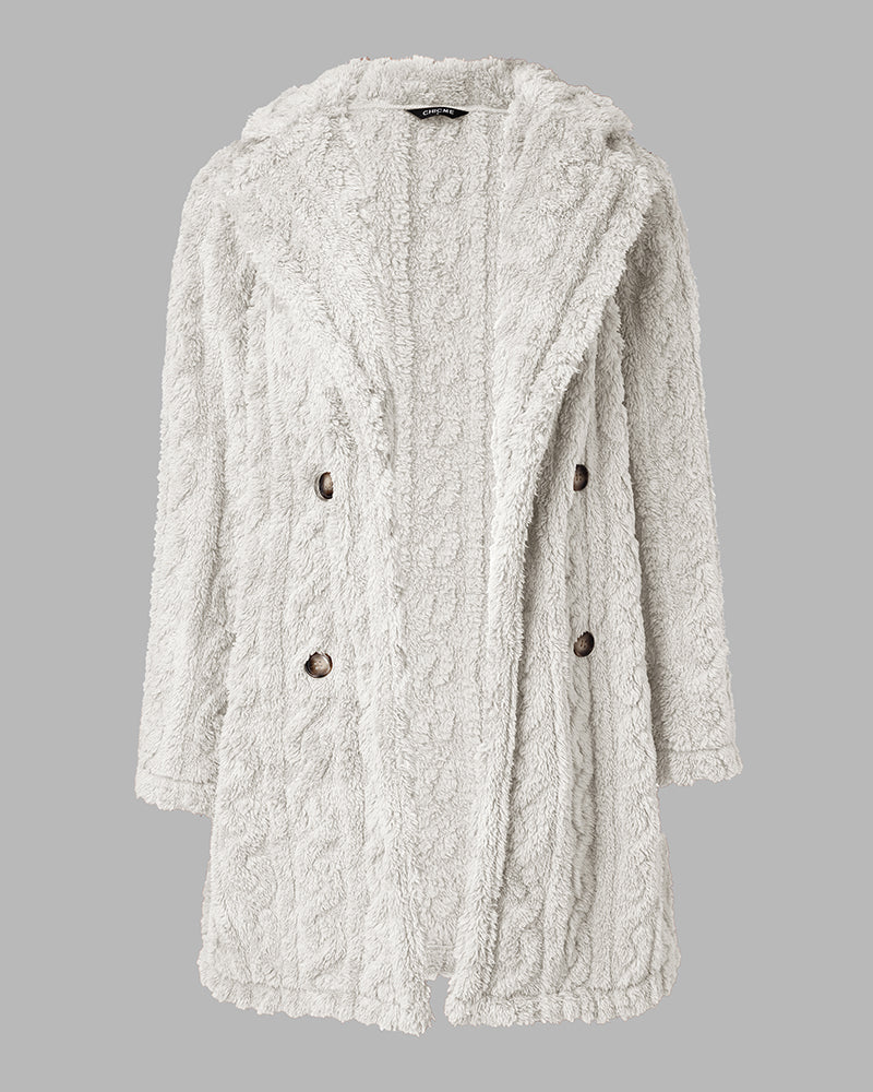 Cable-Textured Teddy Coat