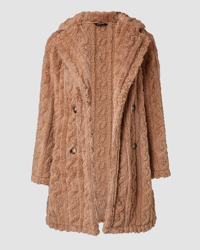 Cable-Textured Teddy Coat