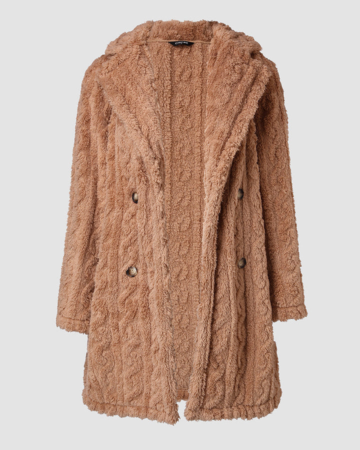 Cable Textured Teddy Coat