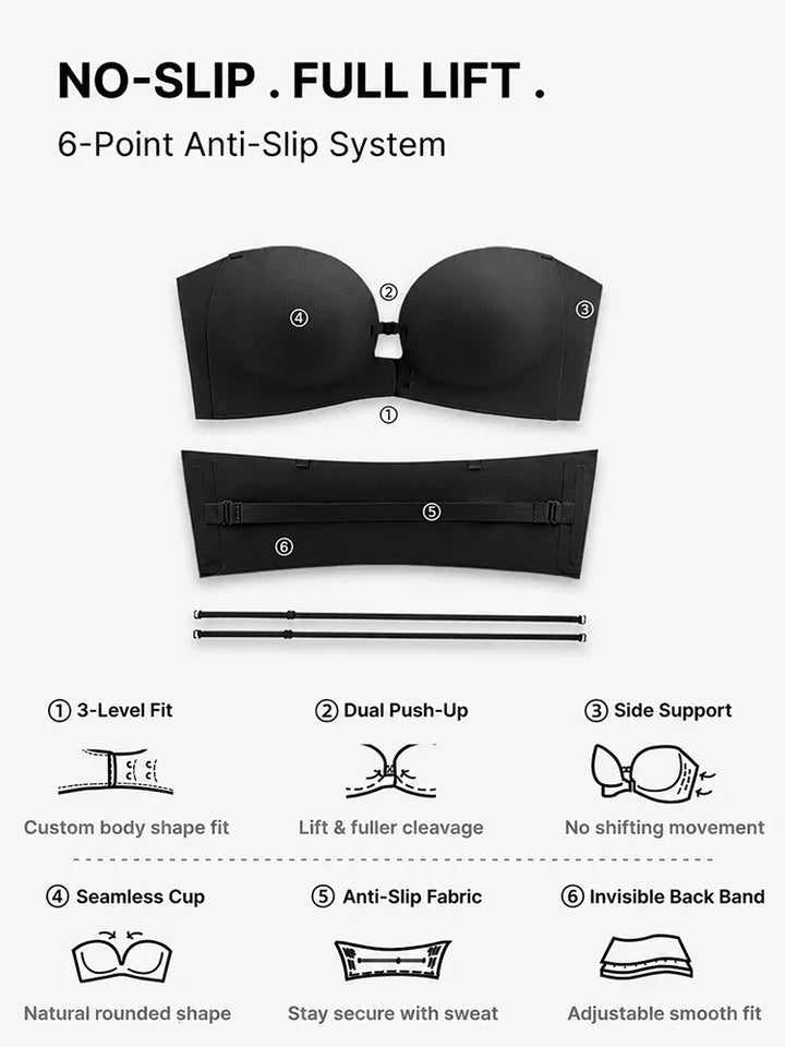 Strapless Front Closure Push-Up Bra