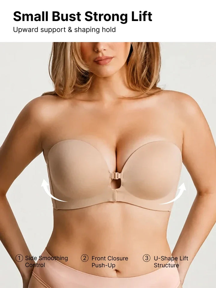 Strapless Front Closure Push-Up Bra