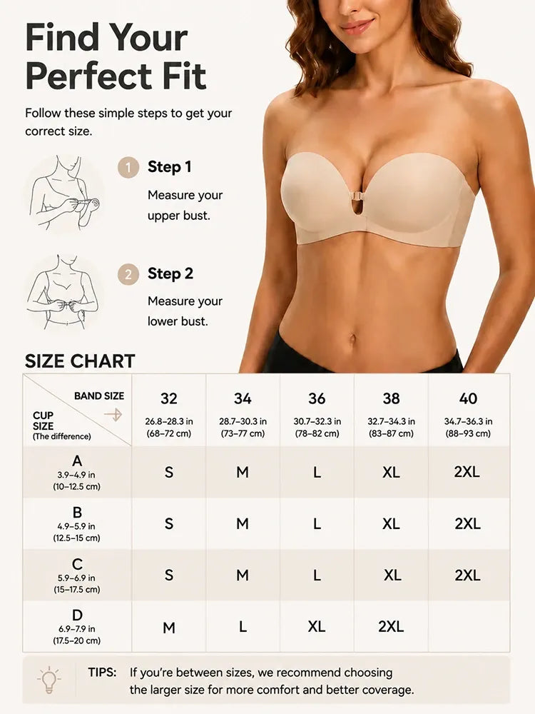 Strapless Front Closure Push-Up Bra