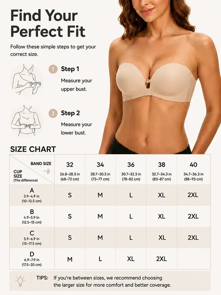 Strapless Front Closure Push-Up Bra