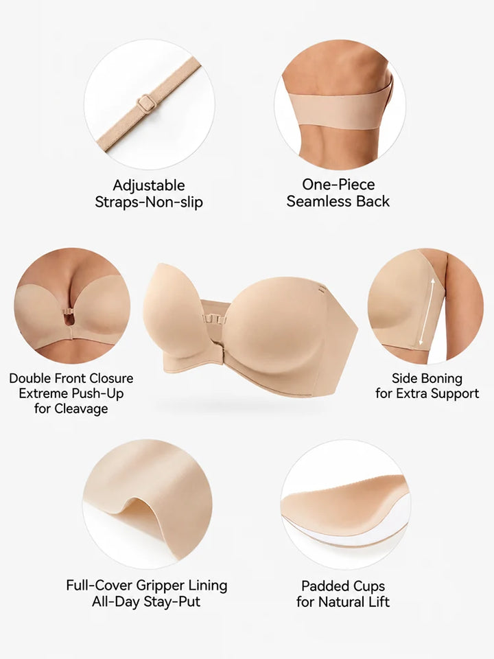 Strapless Front Closure Push-Up Bra