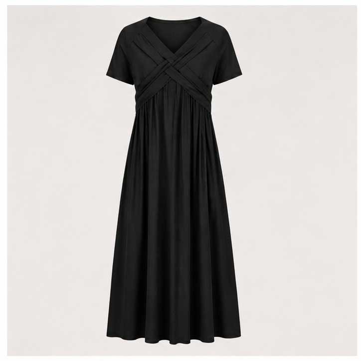 V-Neck Short Sleeve Long Dresses