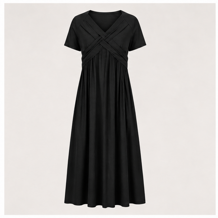 V-Neck Short Sleeve Long Dresses