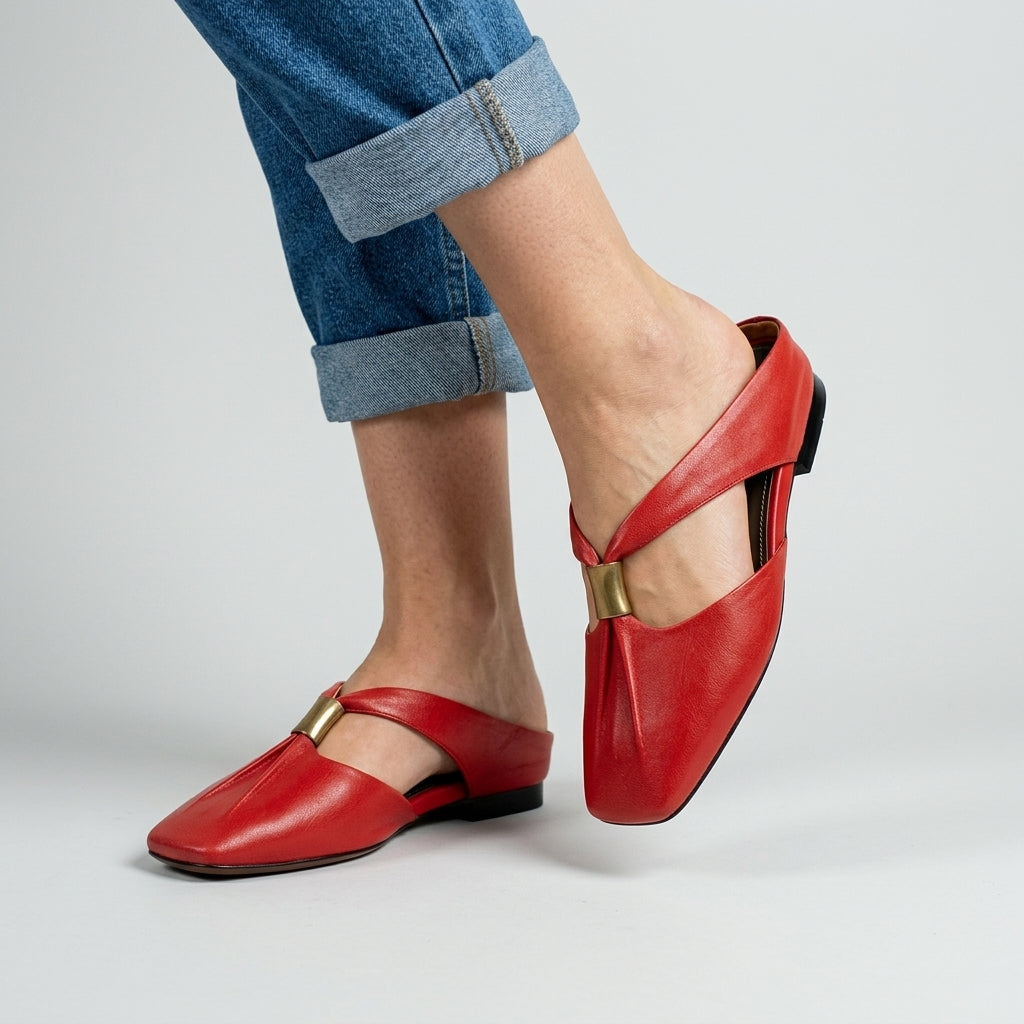 Leah | Leather Mule Flats