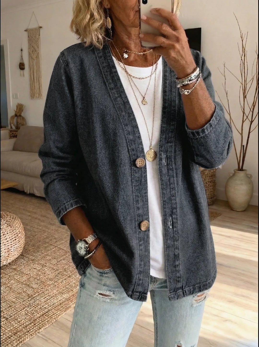 Dariah - Denim Button Coat
