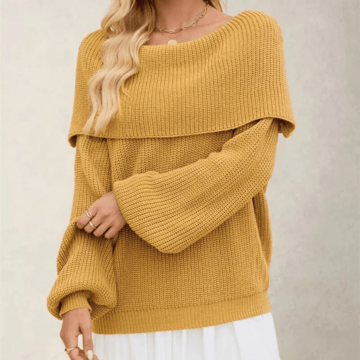 Arlette Fold-Over Knit Sweater