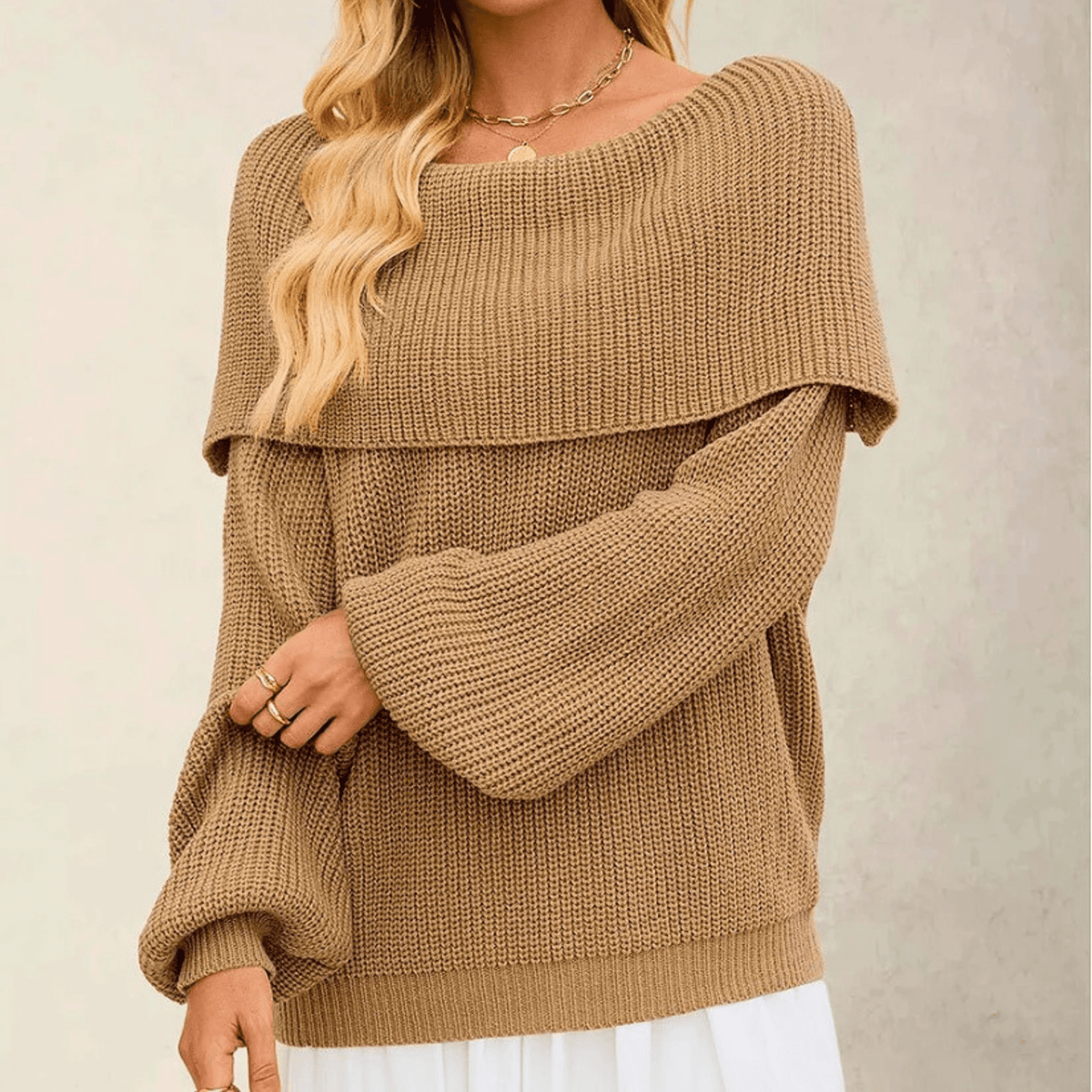 Arlette Fold-Over Knit Sweater