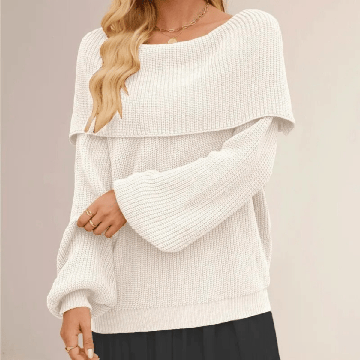 Arlette Fold-Over Knit Sweater