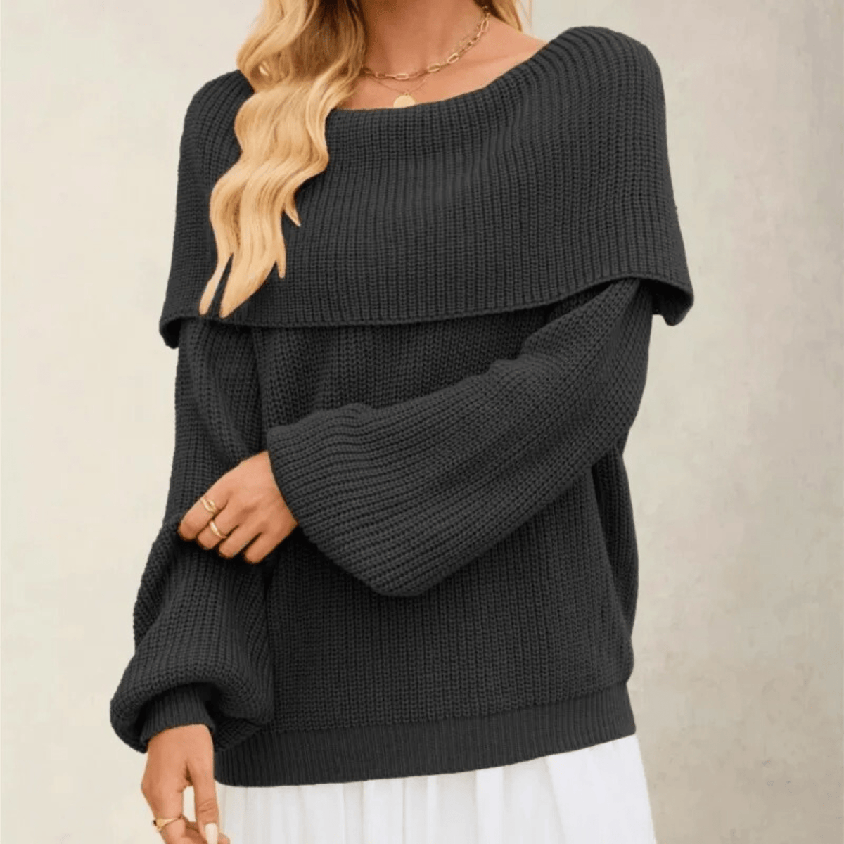 Arlette Fold-Over Knit Sweater