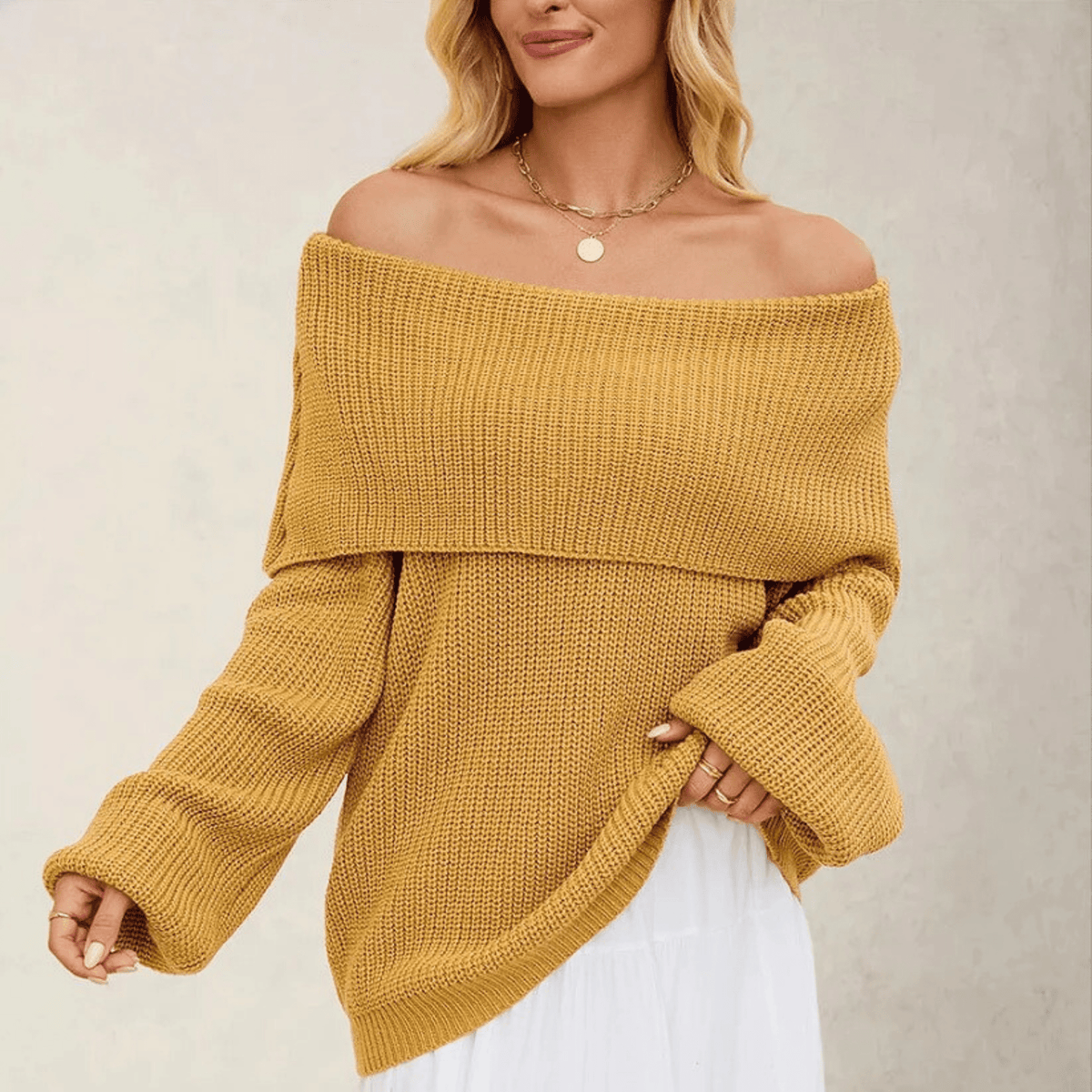 Arlette Fold-Over Knit Sweater