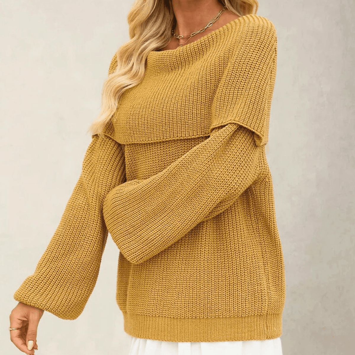 Arlette Fold-Over Knit Sweater