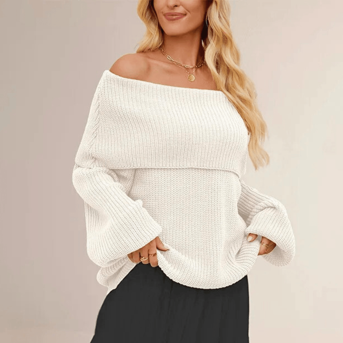 Arlette Fold-Over Knit Sweater