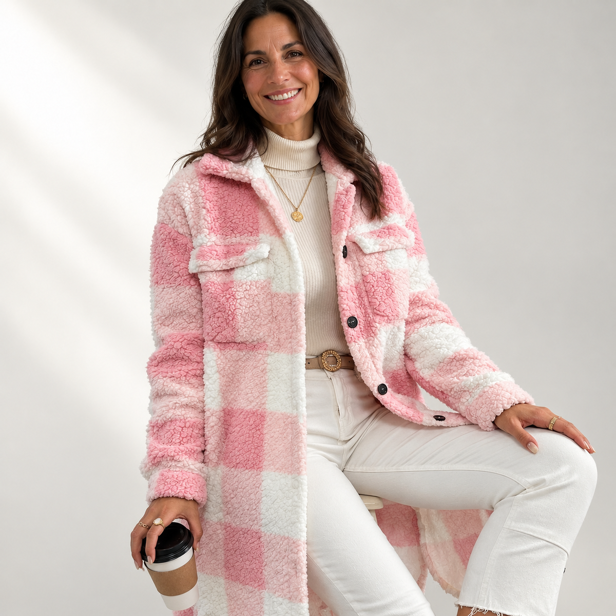 Veste teddy à carreaux Marla