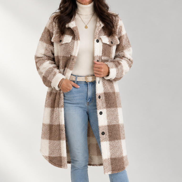Veste teddy à carreaux Marla