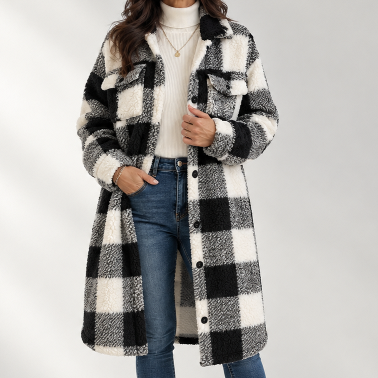 Veste teddy à carreaux Marla